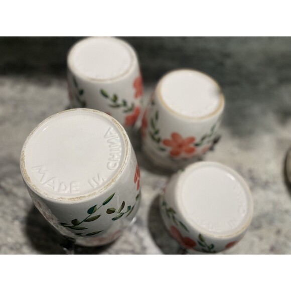 Canisters With Latched Lids Hand Painted Fruit Pattern Set of 4 Ceramic VTG - Picture 6 of 8